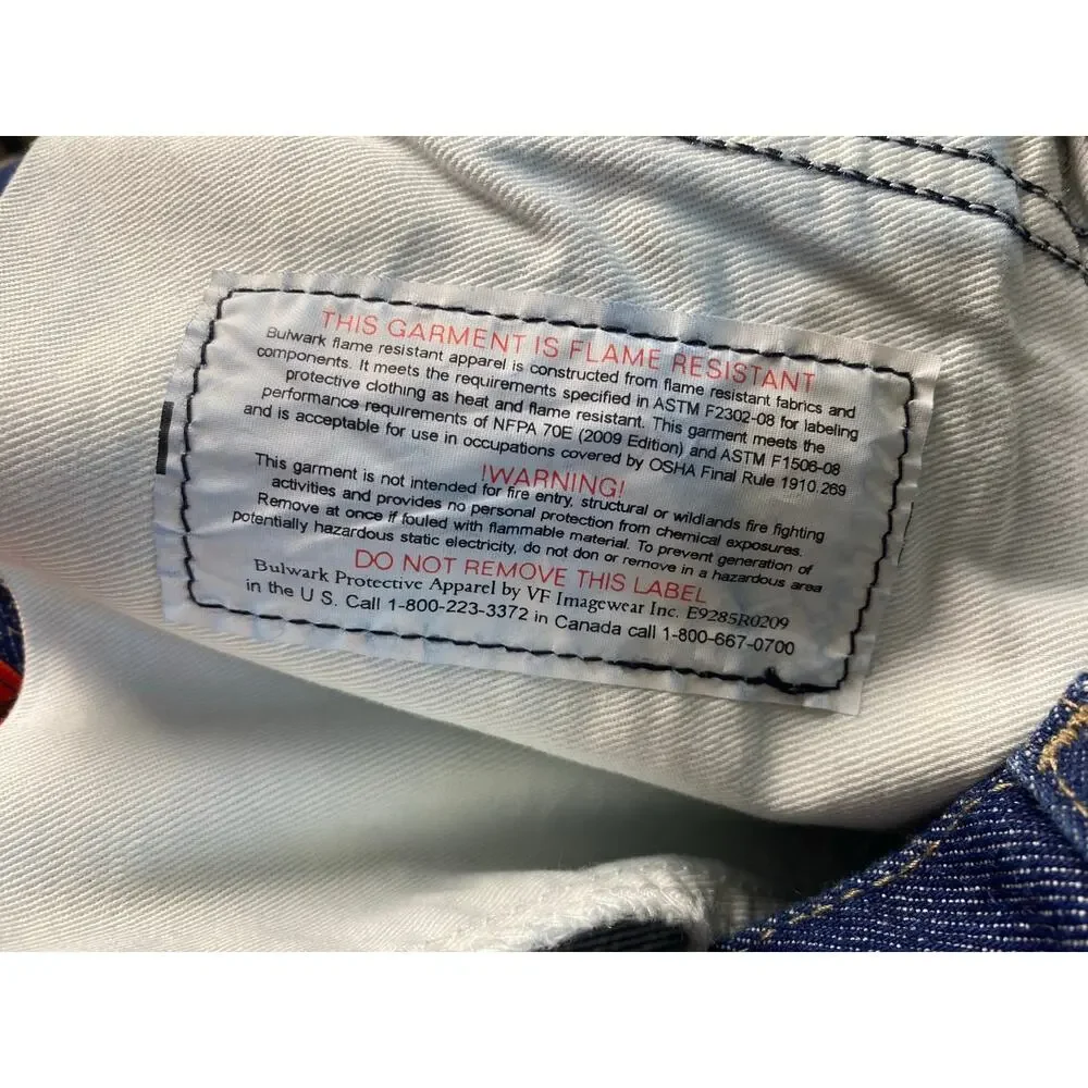Bulwark FR Men's Blue Denim Relaxed Fit Protective Apparel Jeans Size 42X30